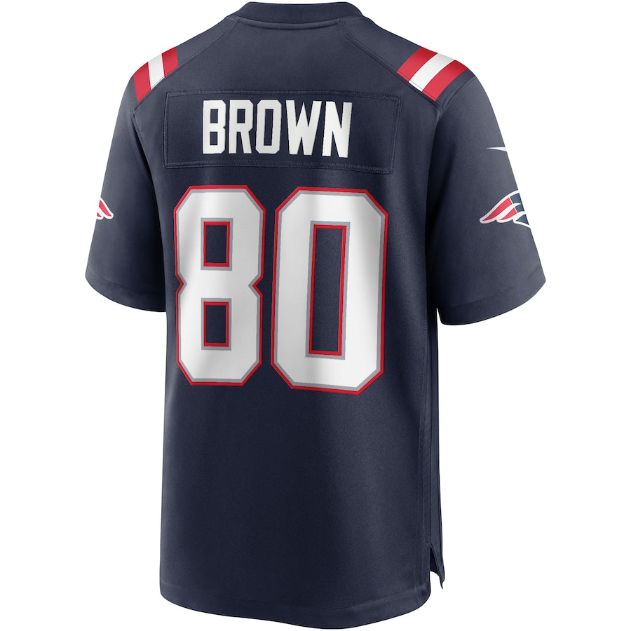 Custom #80 Navy NE Football Shirt Top