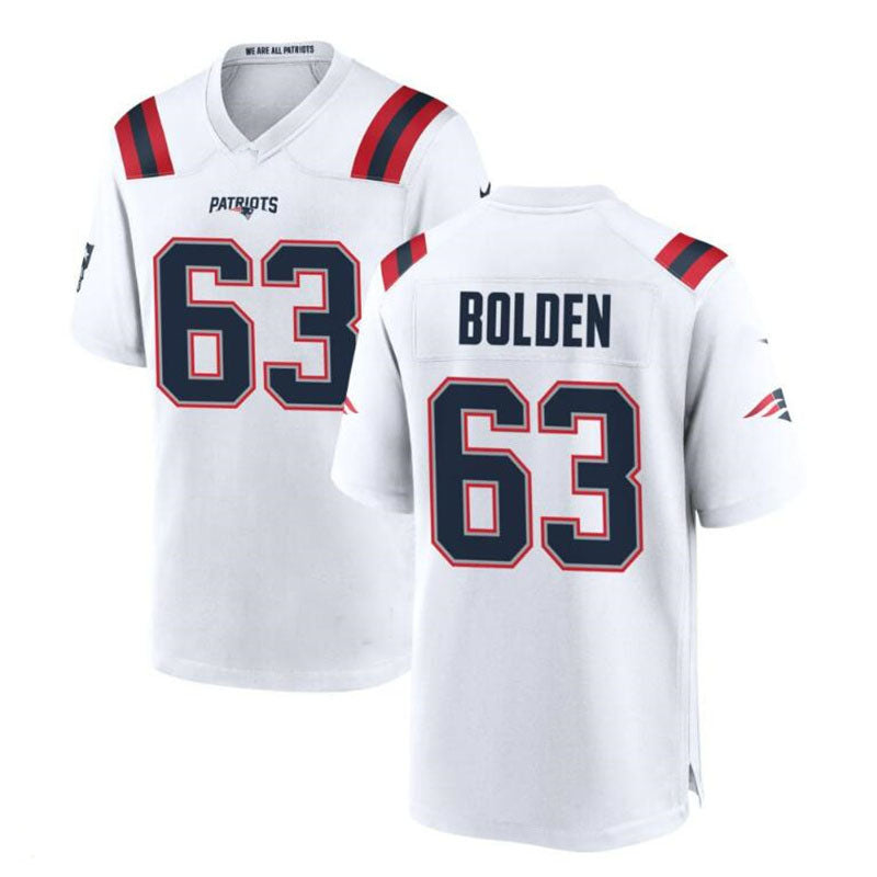 Custom #63 White NE Football Shirt Top