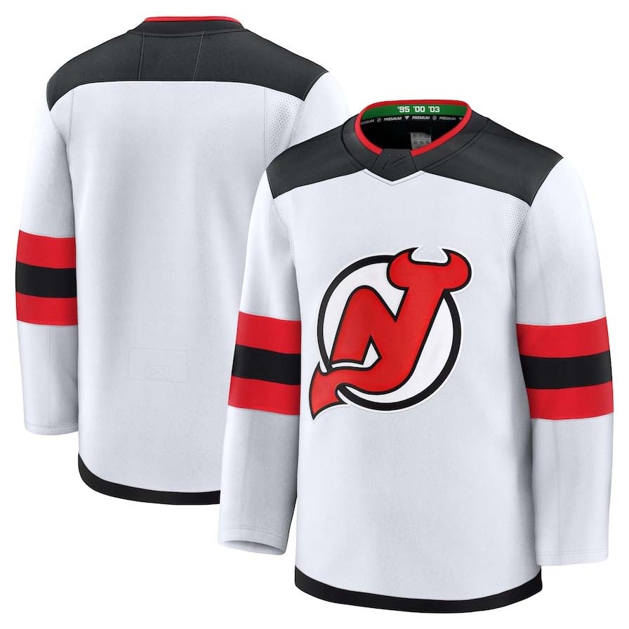 Custom White NJD Hockey Shirt Top