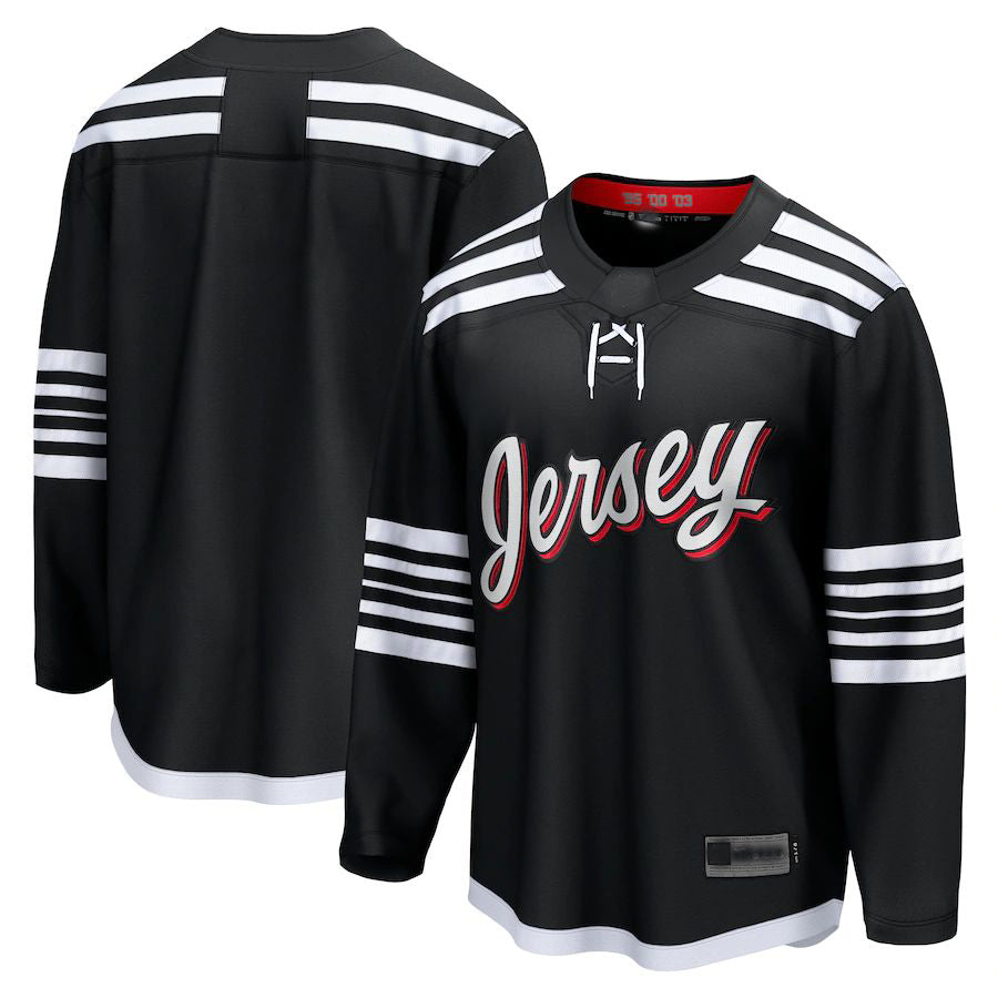 Custom Black NJD Hockey Shirt Top
