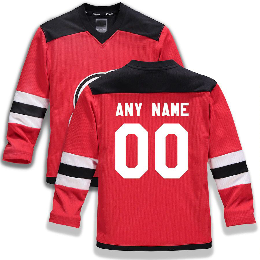 Custom Red NJD Hockey Shirt Top