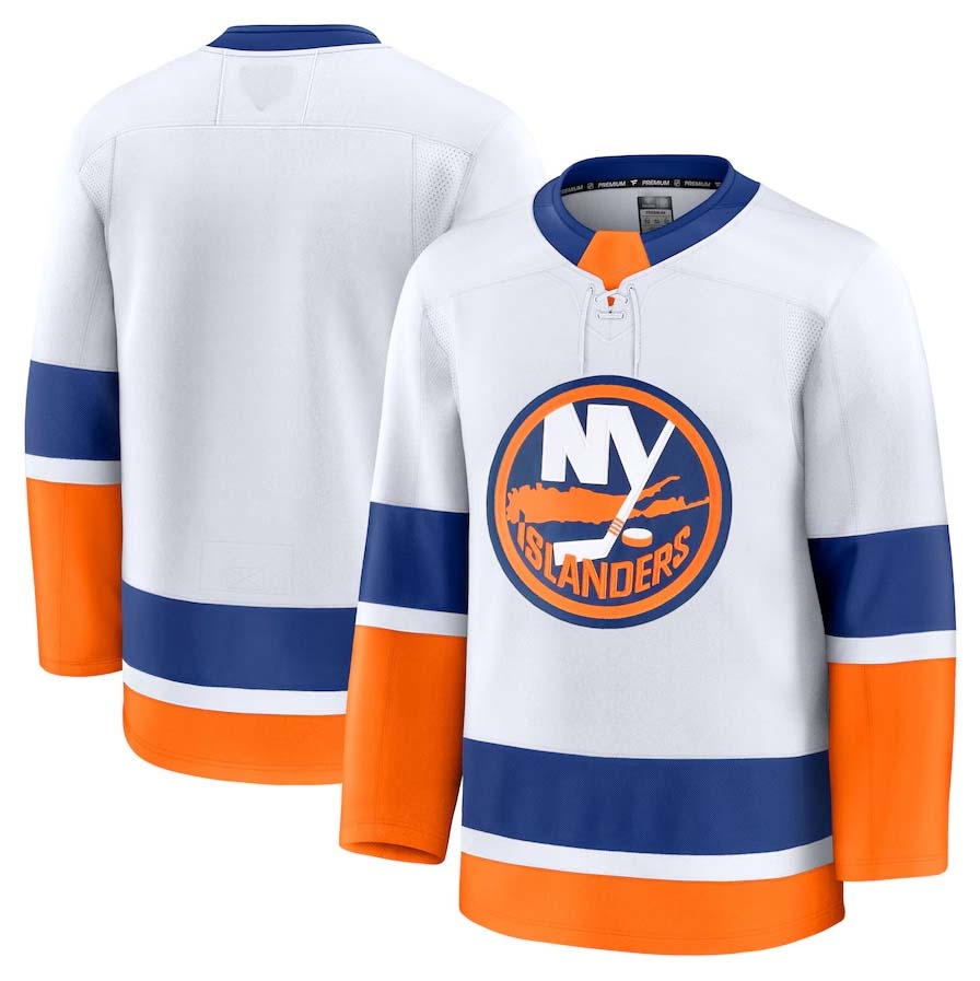 Custom White NYI Hockey Shirt Top