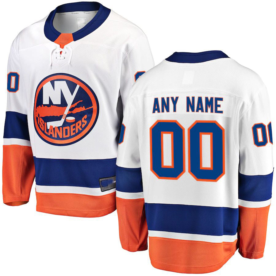 Custom White NYI Hockey Shirt Top