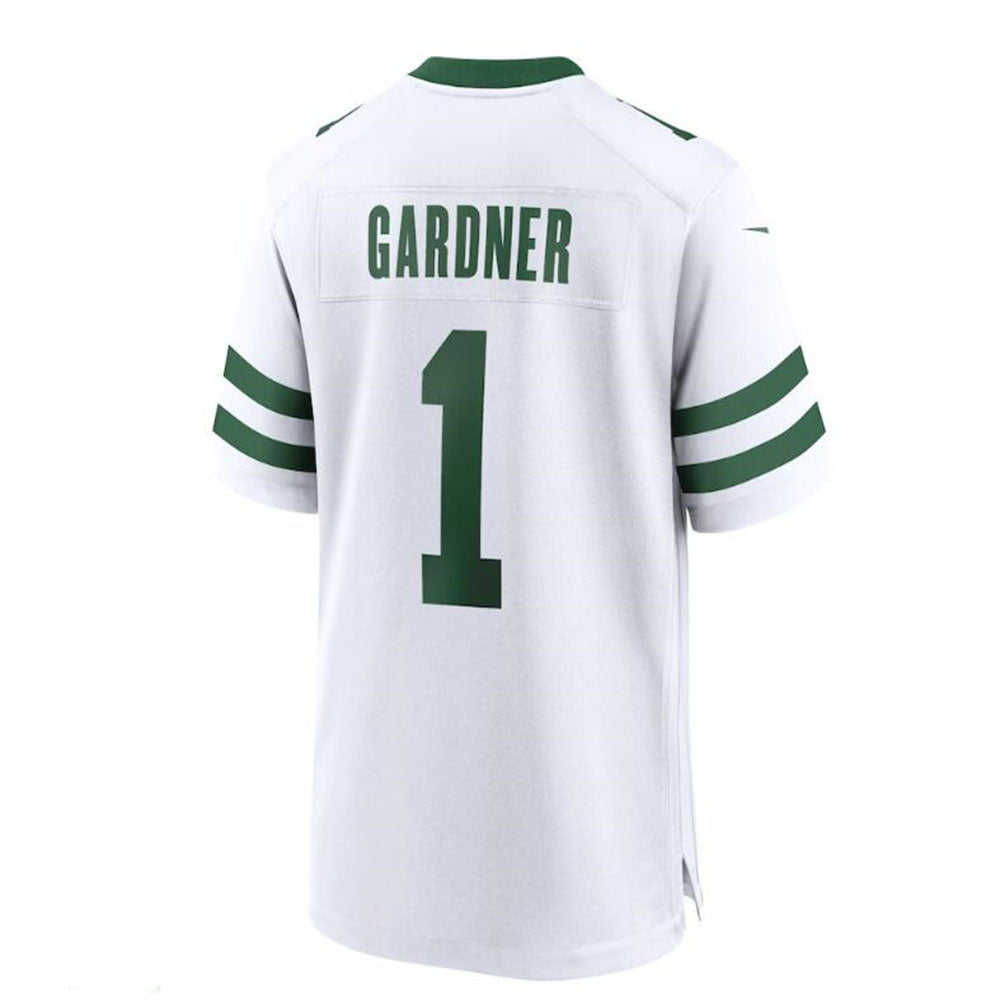Custom #1 White NYJ Football Shirt Top