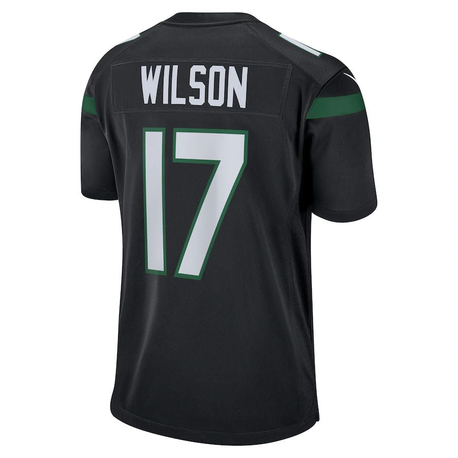 Custom #17 Black NYJ Football Shirt Top