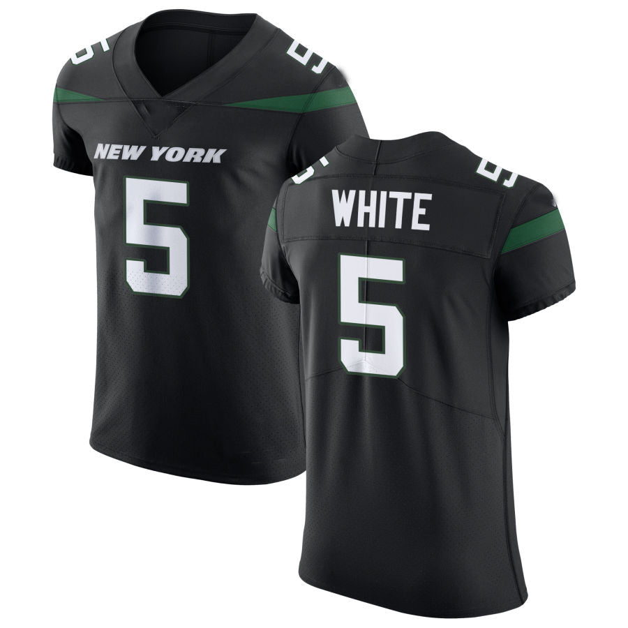Custom #5 Black NYJ Football Shirt Top