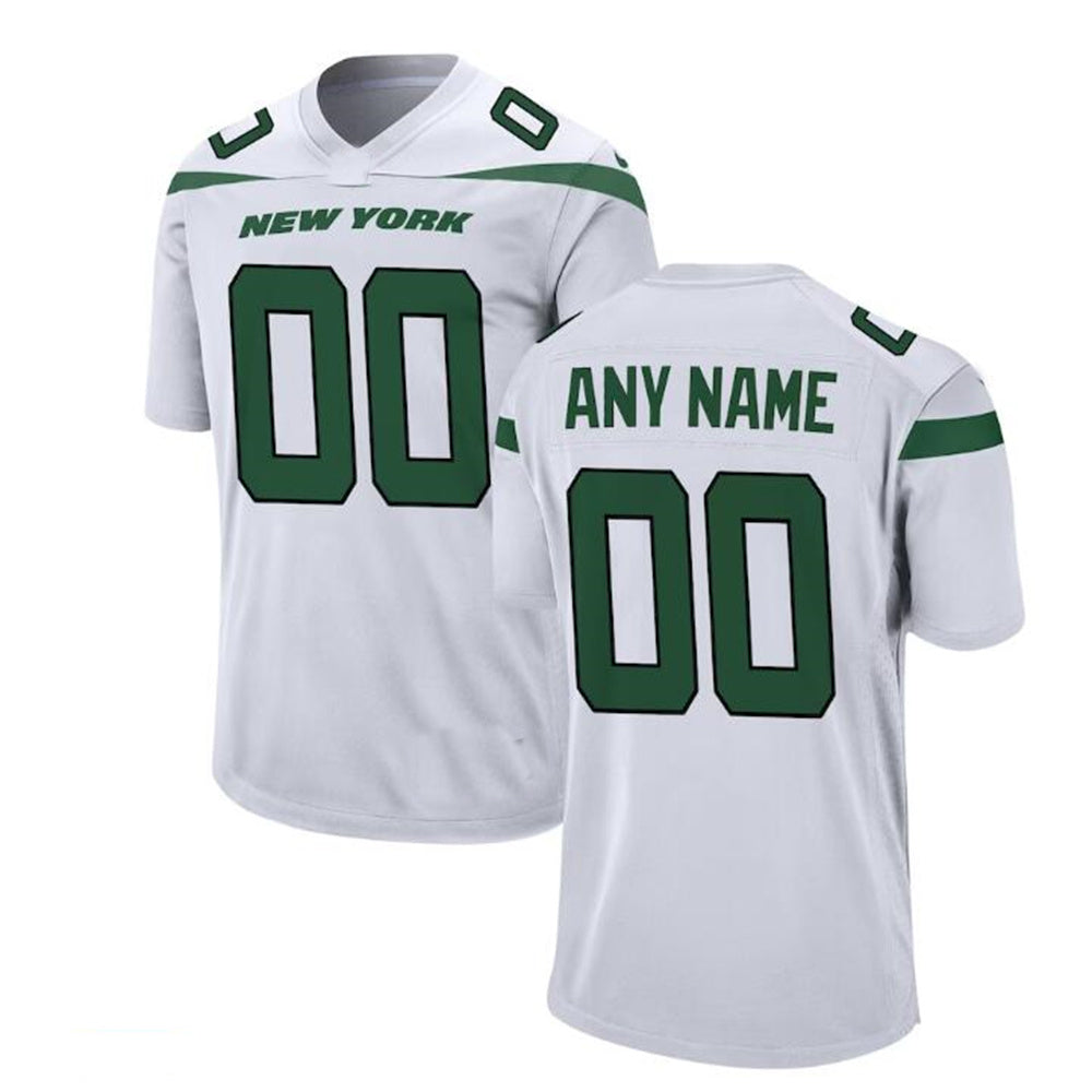 Custom White NYJ Football Shirt Top