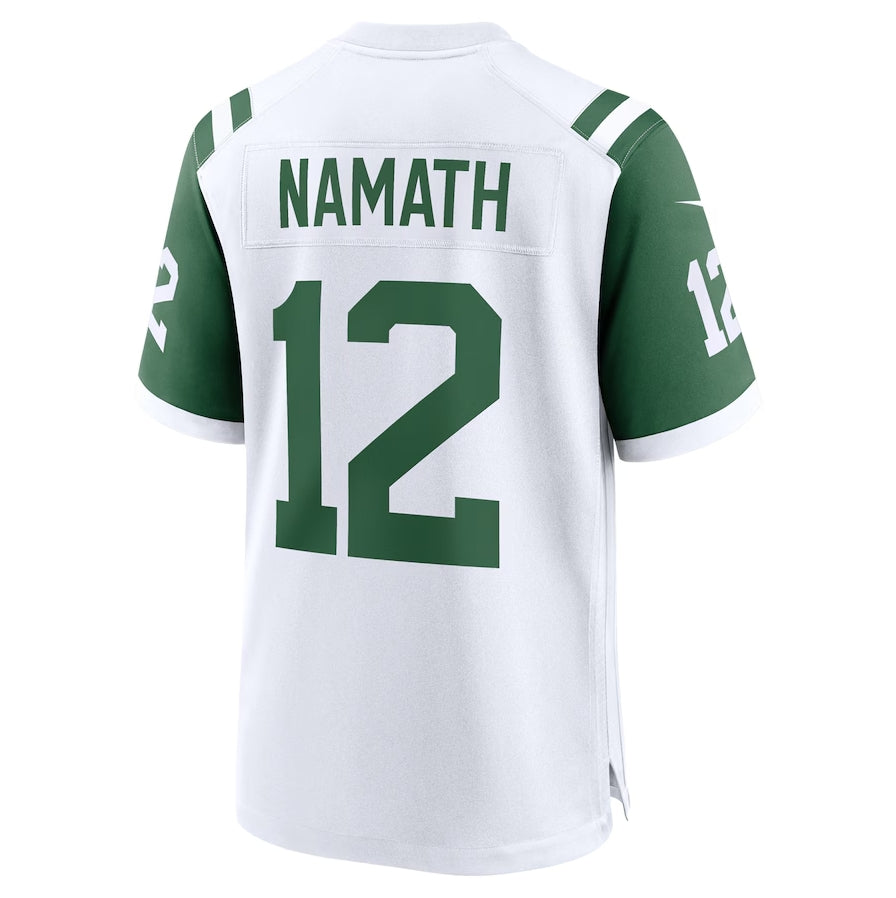 Custom #12 White NYJ Football Shirt Top