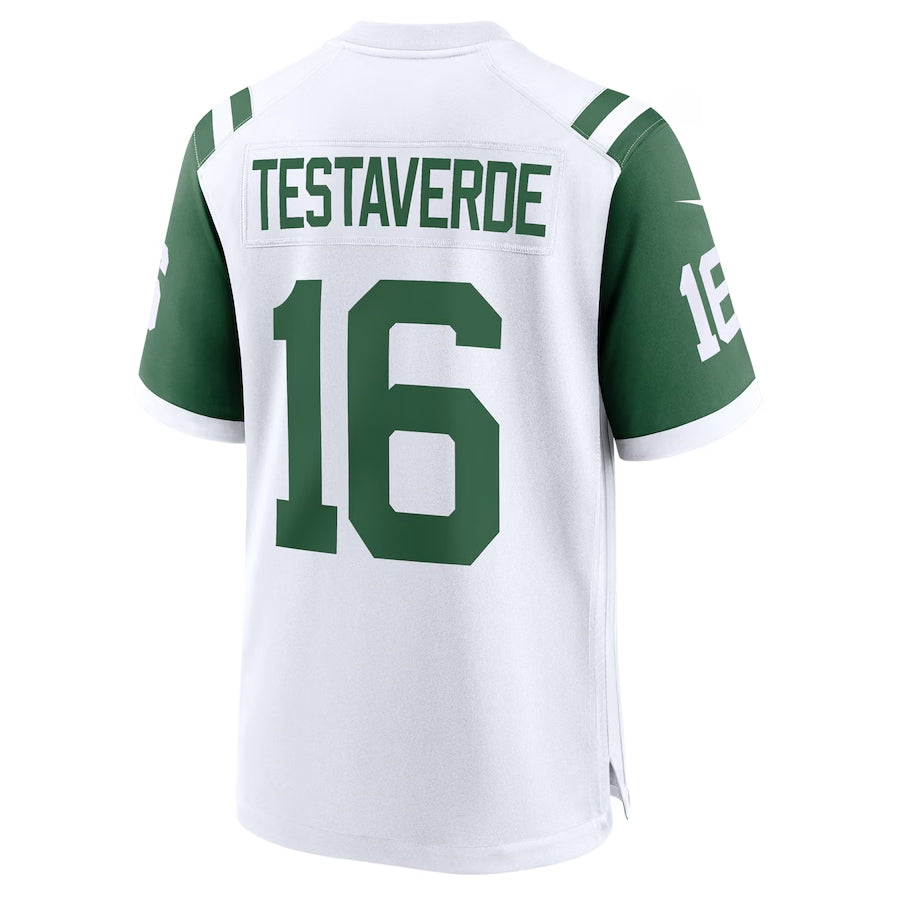 Custom #16 White NYJ Football Shirt Top