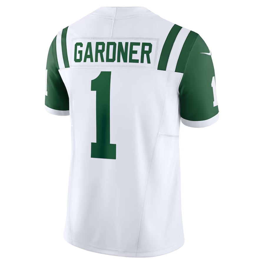 Custom #1 White NYJ Football Shirt Top