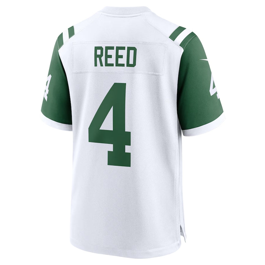 Custom #4 White NYJ Football Shirt Top