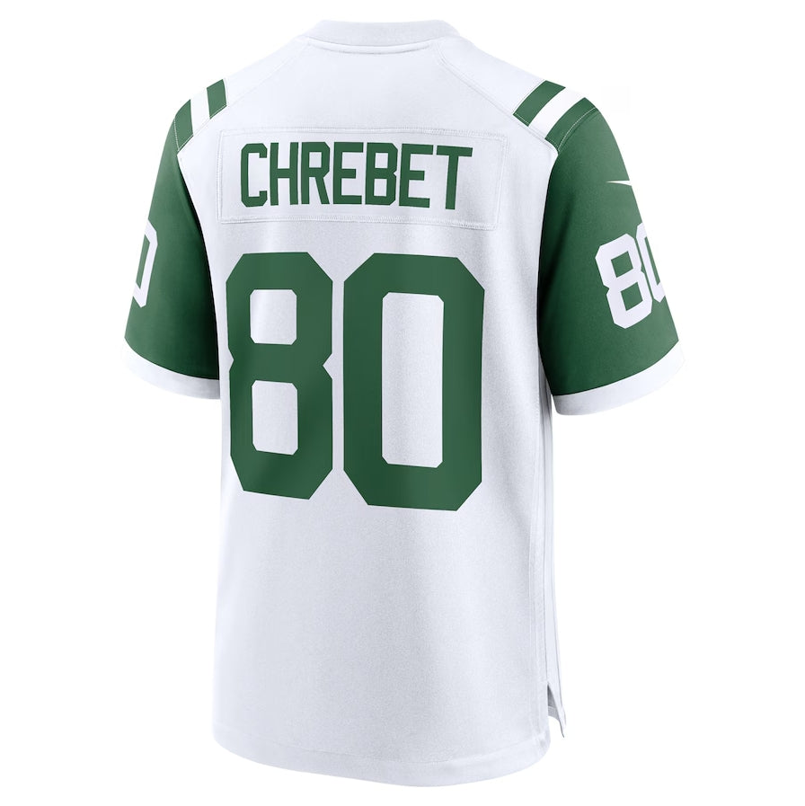 Custom #80 White NYJ Football Shirt Top