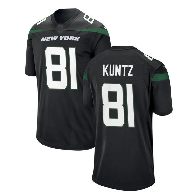 Custom #81 Black NYJ Football Shirt Top