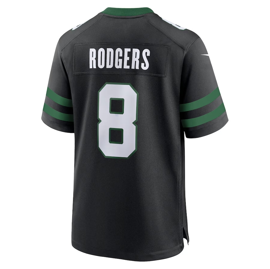 Custom #8 Black NYJ Football Shirt Top