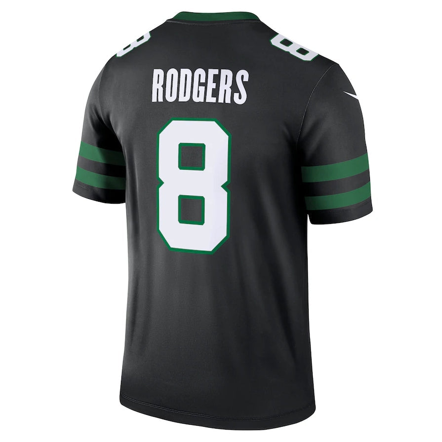 Custom #8 Black NYJ Football Shirt Top