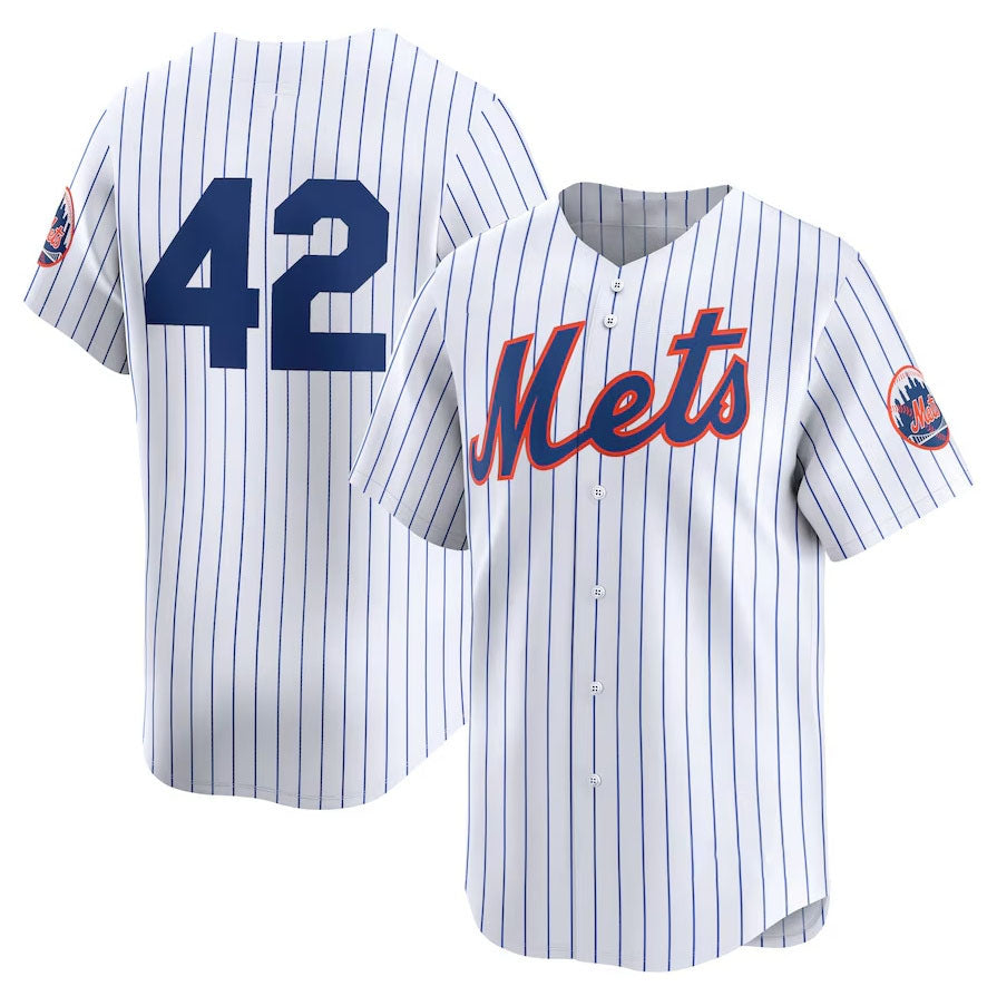 Custom #42 White 2024 Jackie Robinson Day NYM Baseball Shirt Top