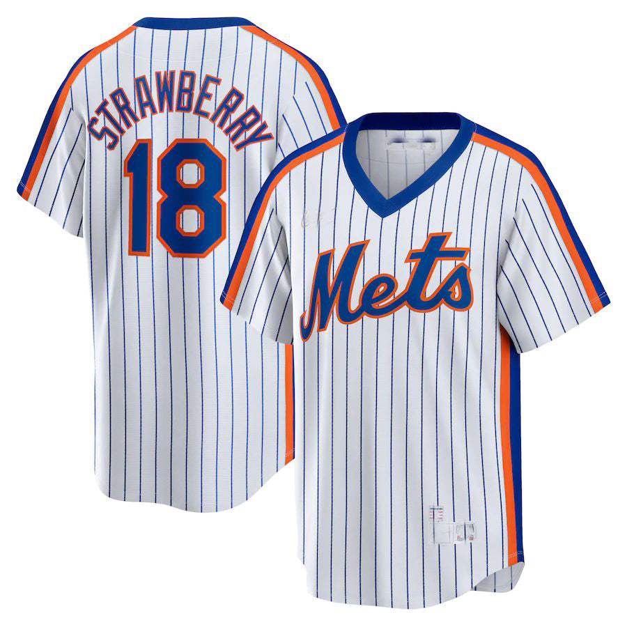 Custom #18 White NYM Baseball Shirt Top