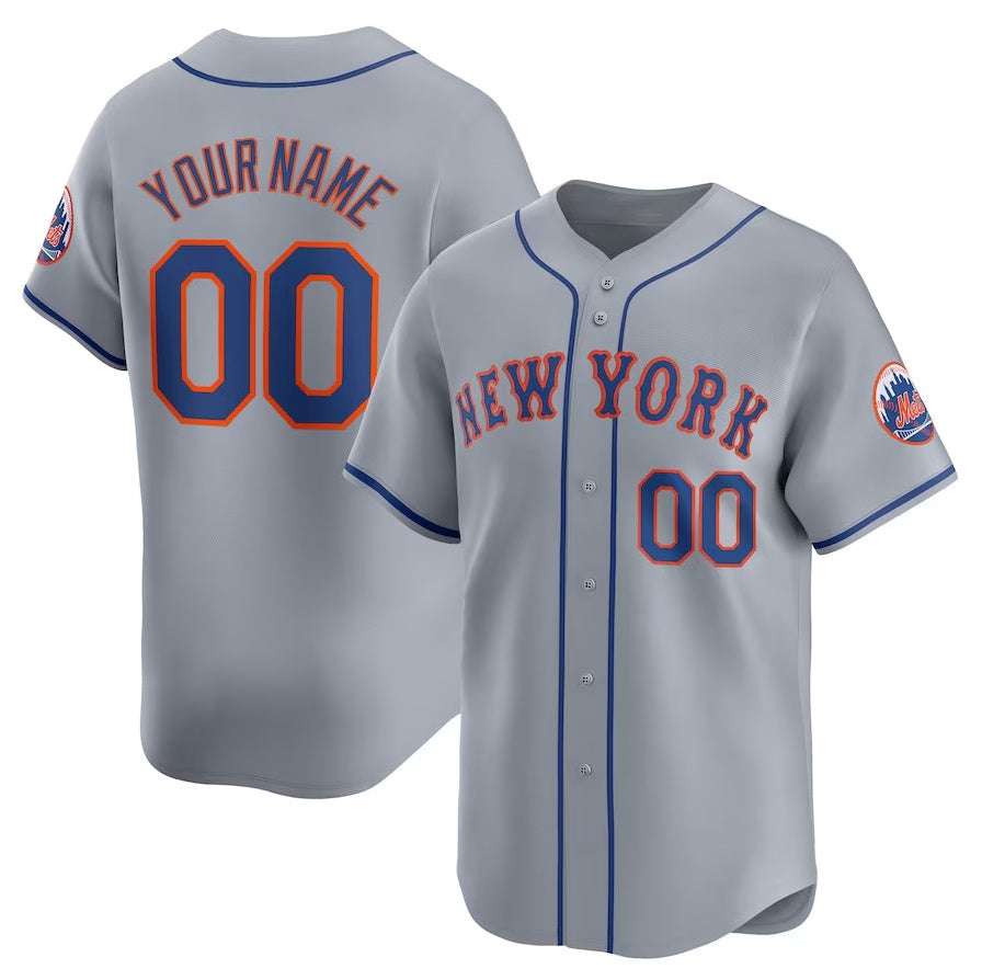 Custom Gray NYM Baseball Shirt Top