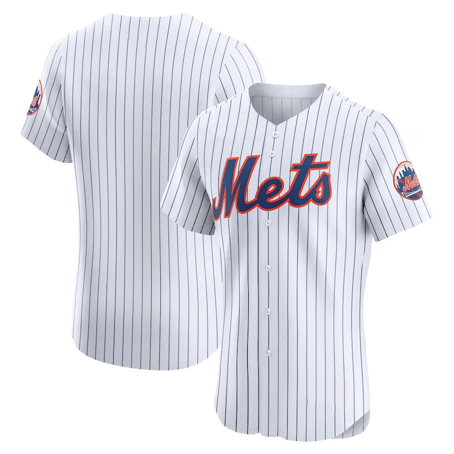 Custom White NYM Baseball Shirt Top