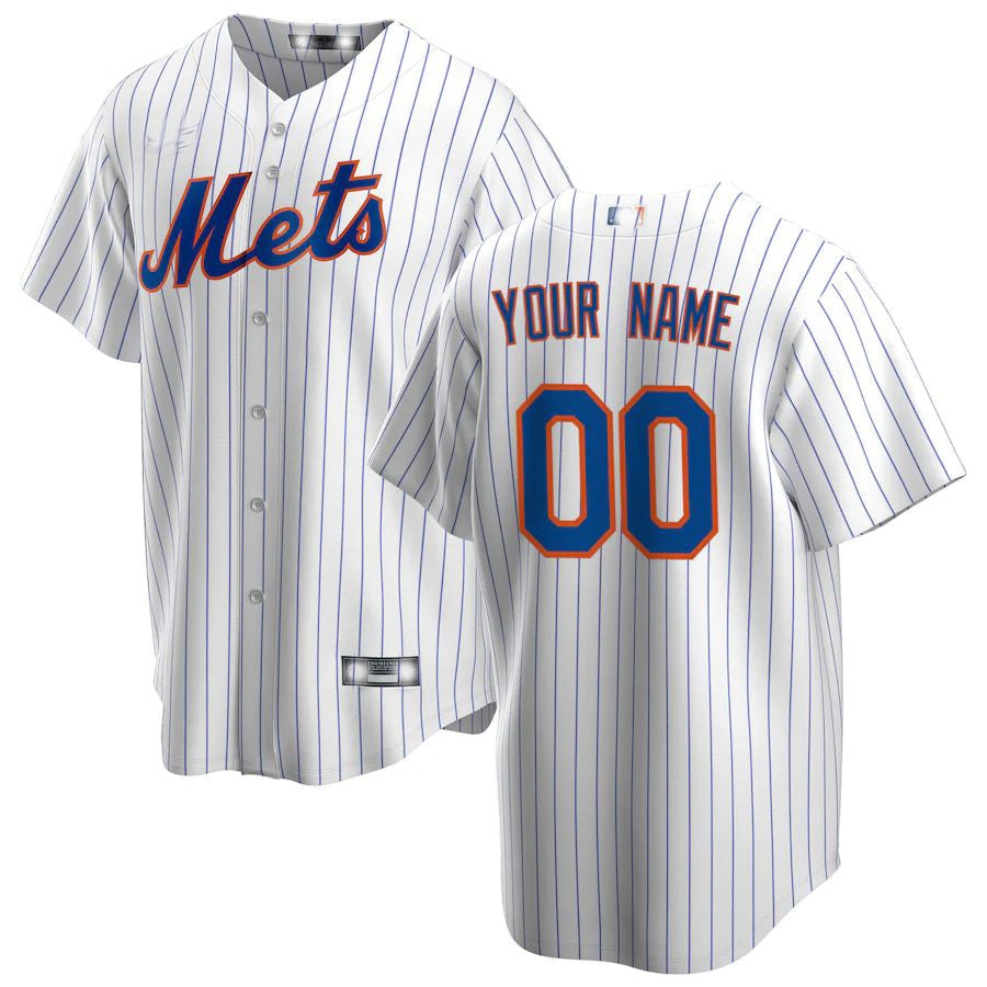 Custom White NYM Baseball Shirt Top