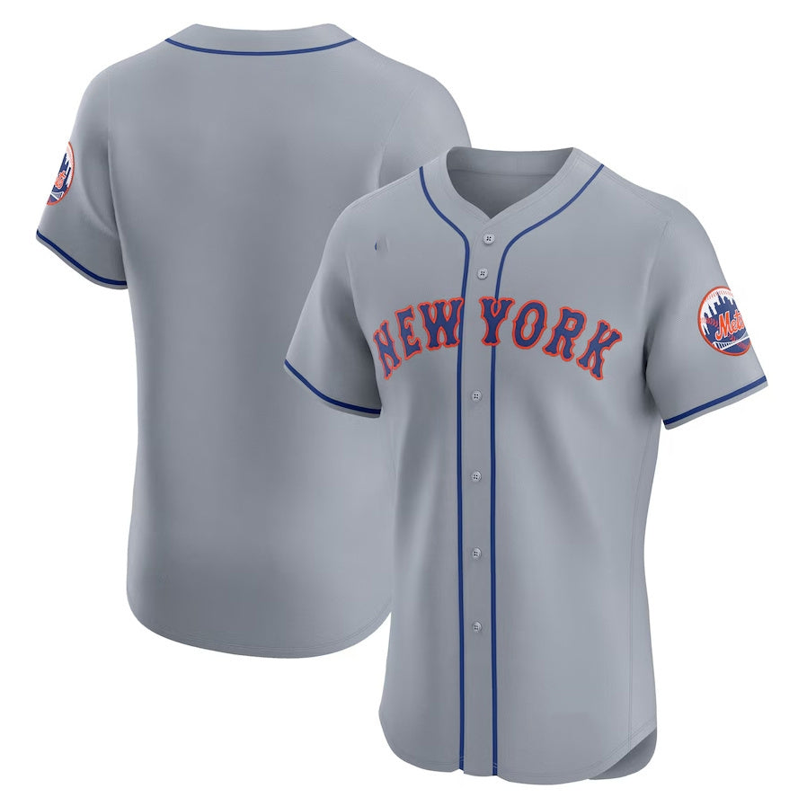 Custom Gray NYM Baseball Shirt Top
