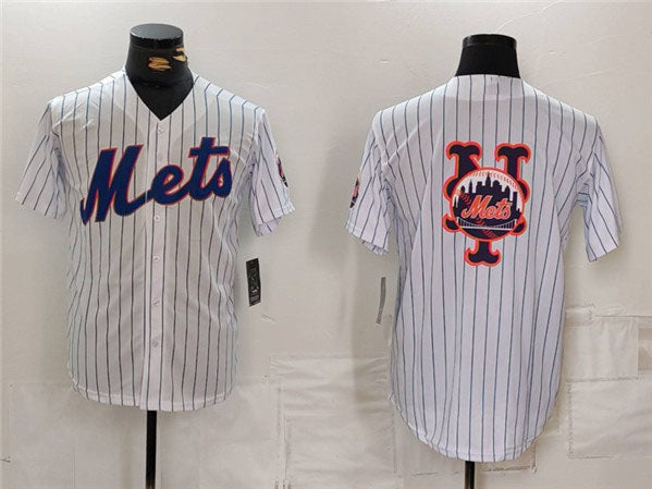 Custom White NYM Baseball Shirt Top