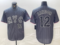 Custom #12 Grey 2024 City Connect NYM Baseball Shirt Top