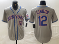 Custom #12 Grey NYM Baseball Shirt Top