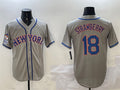 Custom #18 Grey 2025 NYM Baseball Shirt Top