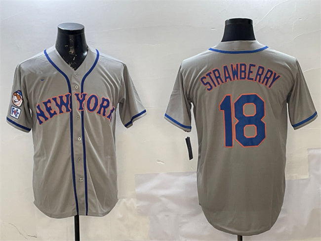 Custom #18 Grey 2025 NYM Baseball Shirt Top