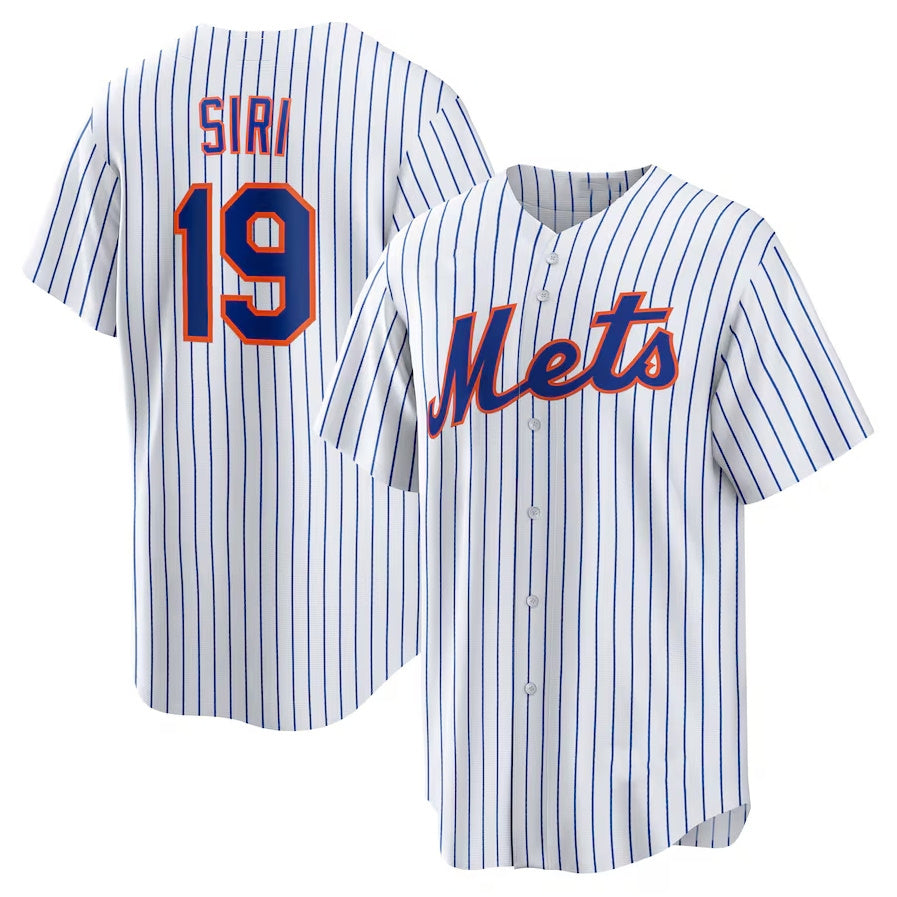 Custom #19 White NYM Baseball Shirt Top