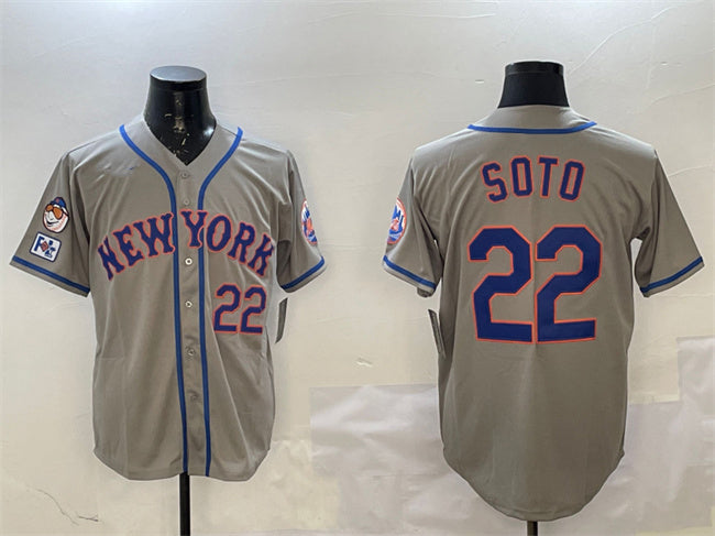 Custom #22 Grey 2025 NYM Baseball Shirt Top
