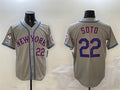 Custom #22 Grey 2025 NYM Baseball Shirt Top