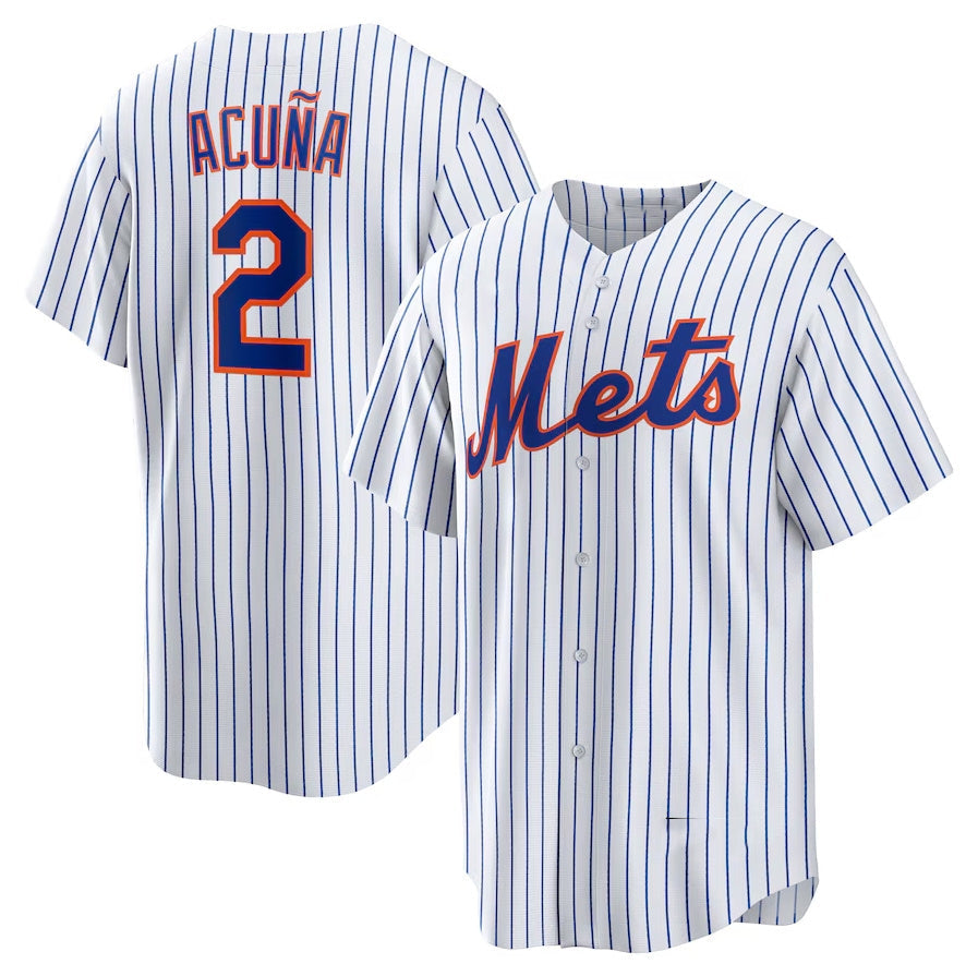 Custom #2 White NYM Baseball Shirt Top