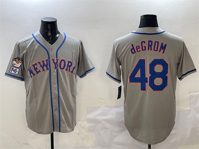 Custom #48 Grey 2025 NYM Baseball Shirt Top