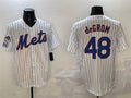 Custom #48 White 2025 NYM Baseball Shirt Top