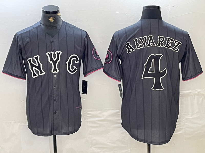 Custom #4 Gray 2024 City Connect NYM Baseball Shirt Top