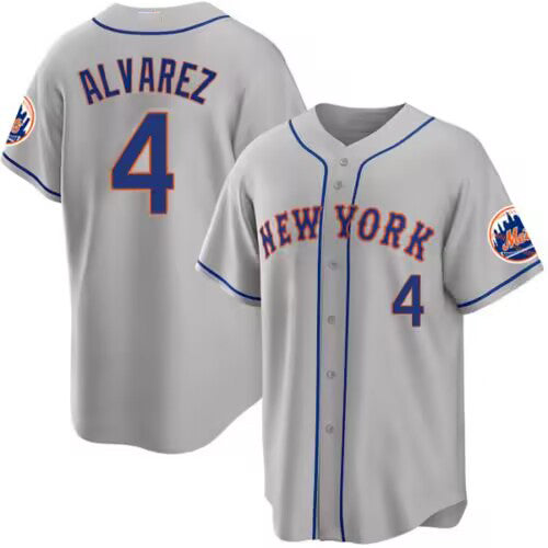 Custom #4 Gray 2023 NYM Baseball Shirt Top