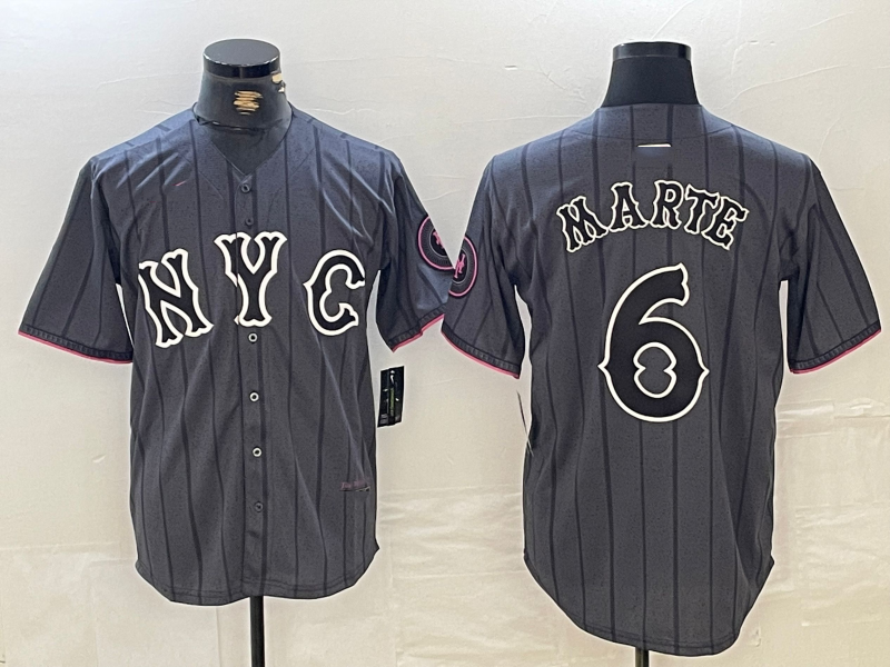 Custom #6 Gray 2024 City Connect NYM Baseball Shirt Top
