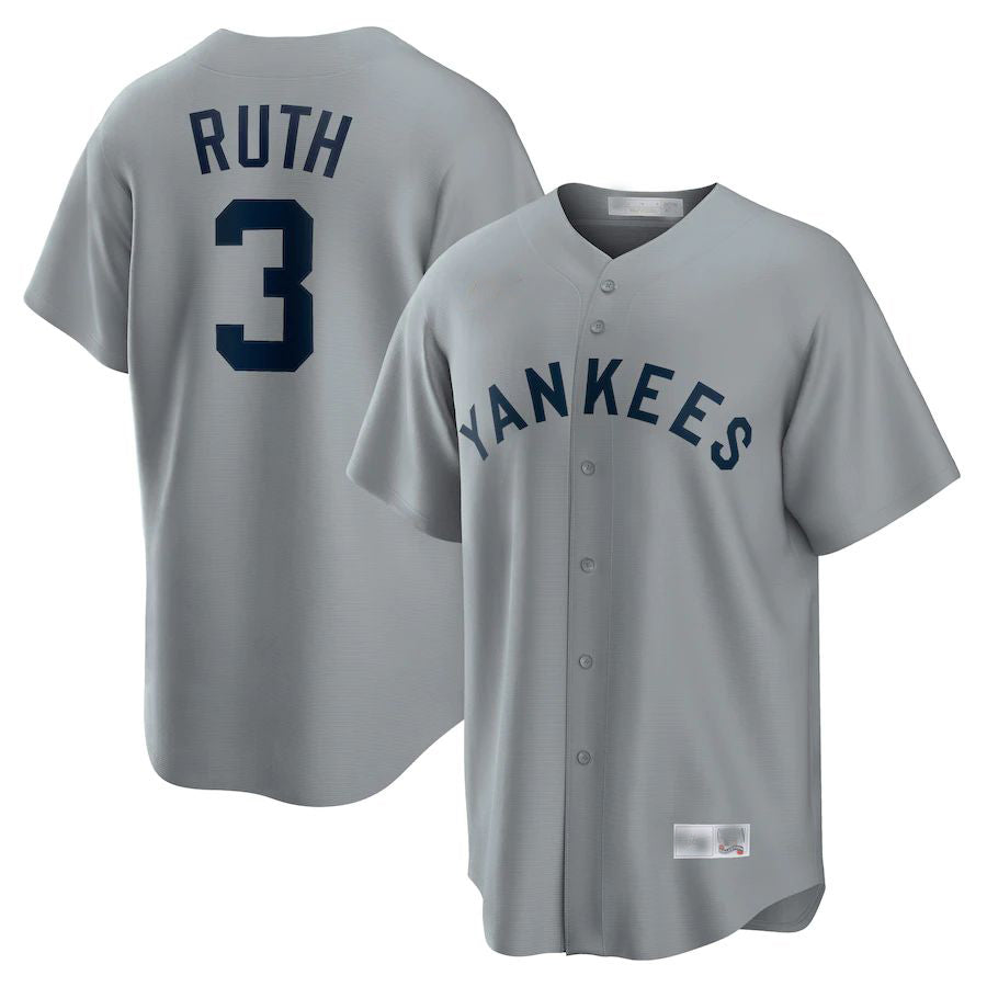 Custom #3 Gray NYY Baseball Shirt Top