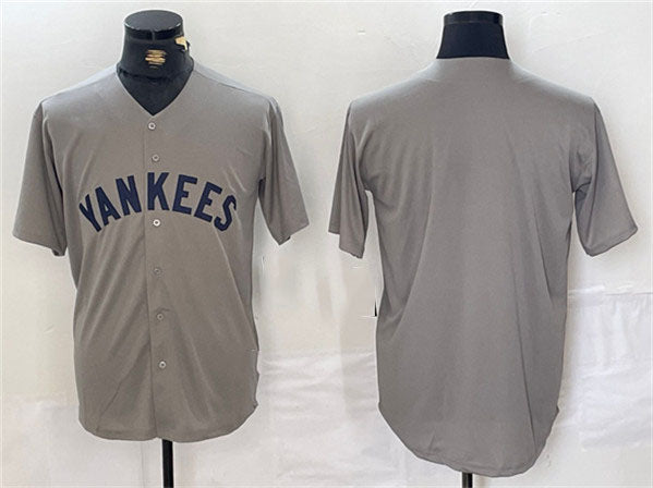 Custom Gray NYY Baseball Shirt Top