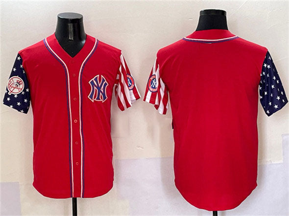 Custom Red NYY Baseball Shirt Top