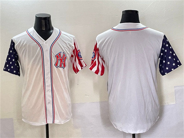 Custom White NYY Baseball Shirt Top