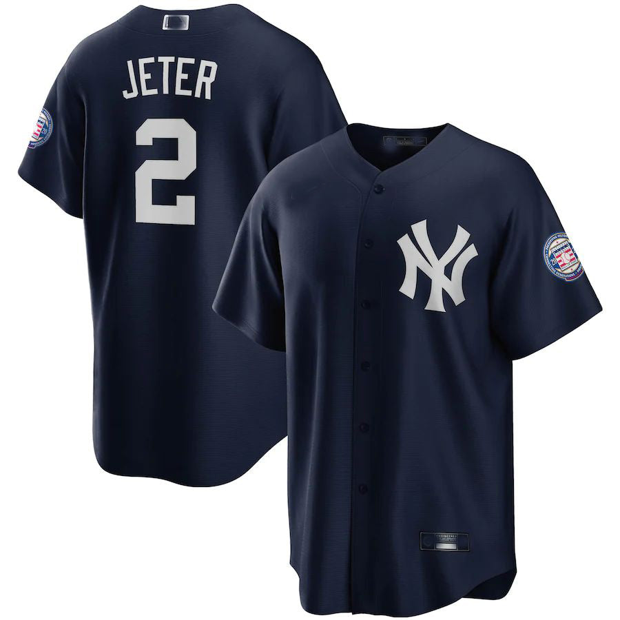 Custom #2 Navy 2020 Hall Of Fame NYY Baseball Shirt Top