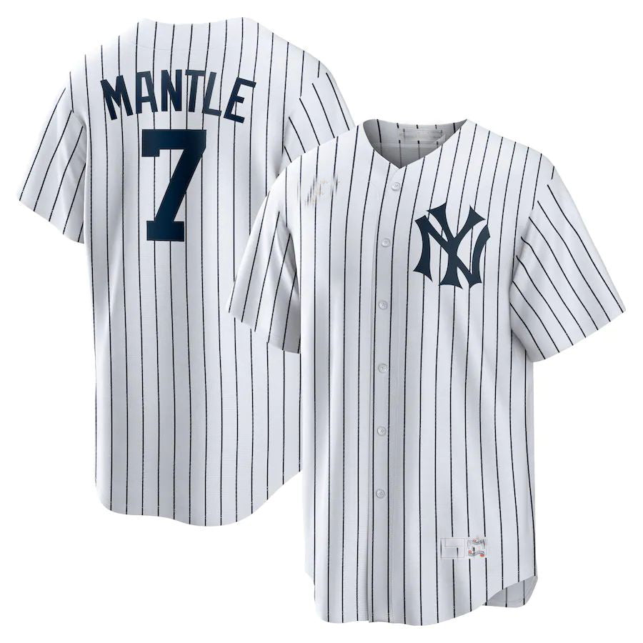 Custom #7 White NYY Baseball Shirt Top