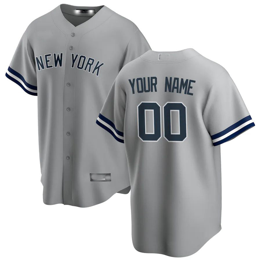 Custom Gray NYY Baseball Shirt Top