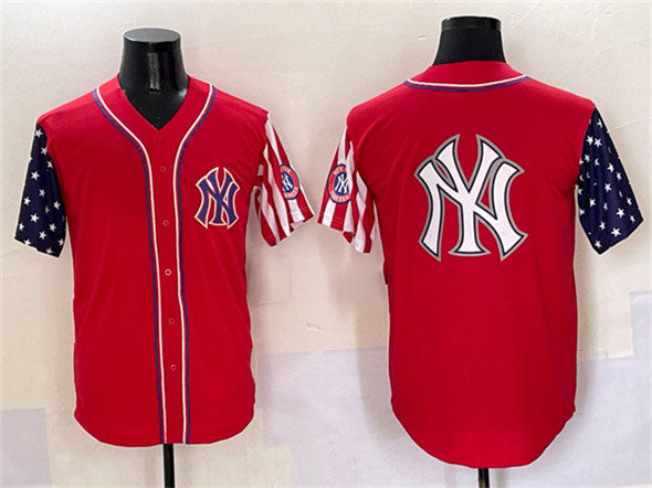 Custom Red NYY Baseball Shirt Top