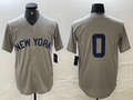 Custom #0 Grey NYY Baseball Shirt Top