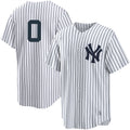 Custom #0 White NYY Baseball Shirt Top
