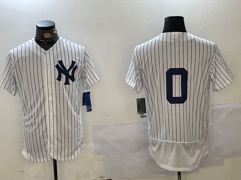 Custom #0 White NYY Baseball Shirt Top